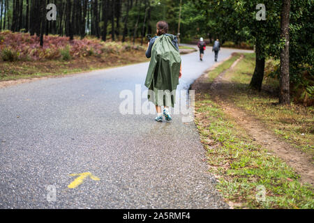 Pellegrini in cammino camino Portugues, Galizia, Spagna. Foto Stock