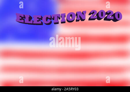 Un abstract elezione 2020 e sfocata stato unito bandiera dello sfondo. Foto Stock