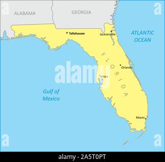 Florida regione mappa Illustrazione Vettoriale