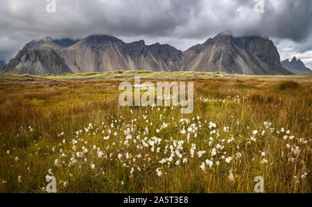 Vestrahorn sulla montagna Stokksnes cape in Islanda Foto Stock