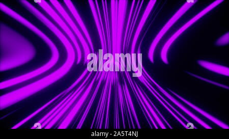 Molti verticale linee neon shimmer in una curva liscia. Calcolatore astratto sfondo generato, rendering 3D Foto Stock