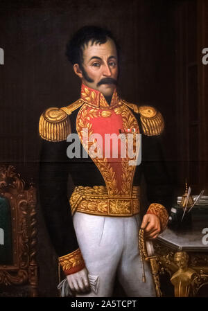 Simon Bolivar (1783-1830) di V. Paz de la Vega, olio su tela, 1885. Foto Stock