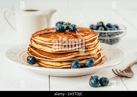 Mirtillo e ricotta frittelle americane Foto Stock