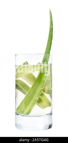 Piante di guarigione: Aloe vera in un bicchiere di acqua fresca Foto Stock