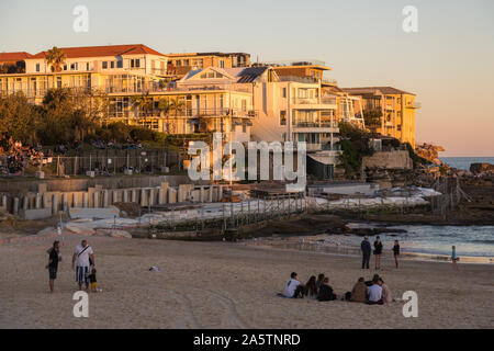 A nord la spiaggia di Bondi i lavori di rinnovo della piscina, la spiaggia di Bondi, Sydney, Australia. Foto Stock