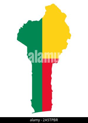 Mappa di bandiera del Benin illustrazione vettoriale EPS 10. Illustrazione Vettoriale