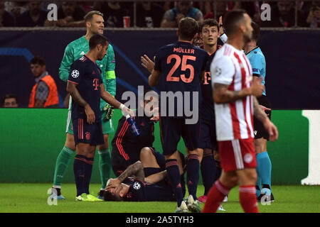 22 ottobre 2019, Grecia, Piräus: Calcio: Champions League, Olympiakos Piräus - Bayern Monaco, fase di gruppo, gruppo B, Giornata 3 a Georgios-Karaiskakis Stadium. Coach Niko Kovac di Monaco di Baviera reagisce. Foto: Sven Hoppe/dpa Foto Stock