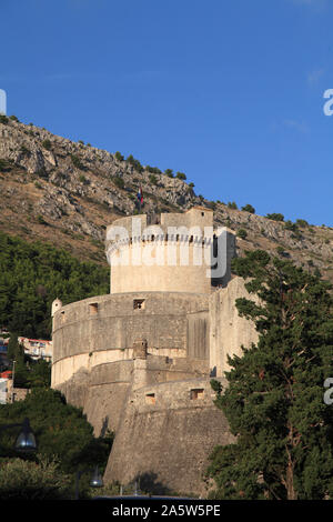 Croazia, Dubrovnik, città vecchia, le mura della città, Minceta Fort, Foto Stock