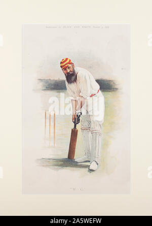 Dr WG Grace (William Gilbert grazia) Gloucestershire,London County e Inghilterra. Supplemento al bianco e nero agosto 3,1895 Foto Stock