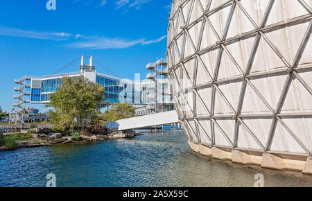 Toronto, Canada-20 agosto, 2019: Scenic Cinesphere, il primo al mondo permanente film IMAX Theatre, situato sui terreni di Ontario Place in Toronto Foto Stock