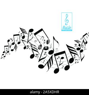 Disordinato musica diffusa note sul pentagramma Illustrazione Vettoriale