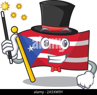 Mago bandiera di puerto rico la mascotte forma Illustrazione Vettoriale