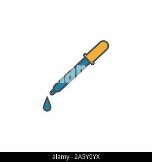 Pipetta icon set. Quattro elementi in diversi stili dalla medicina raccolta di icone. Creative icone di pipetta riempito, del contorno colorato e simboli di Piana Illustrazione Vettoriale