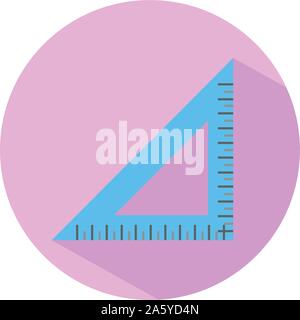 Icona di un triangolo rettangolo righello in stile appartamento. Illustrazione Vettoriale. A scuola di matematica e concetto di disegno. Illustrazione Vettoriale
