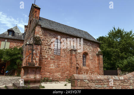 Europa, Francia Collonges La Rouge, 2018 : Collonges-la-Rouge è orgogliosa di annunciare lo stato come uno dei "Più bei villaggi della Francia", è anche Foto Stock