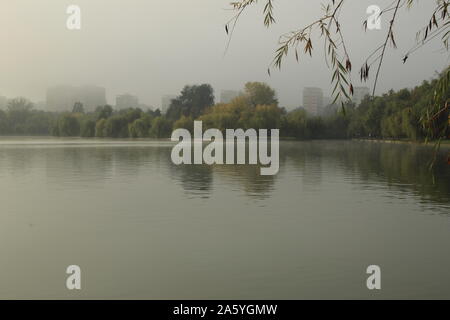 Nel tardo autunno a uno straordinario e bellissimo lago Foto Stock