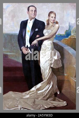 Presidente della Repubblica Argentina Juan Domingo Peron con sua moglie Eva (Evita) 1949 Foto Stock