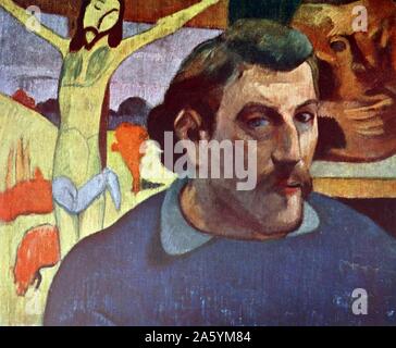 Autoritratto di Eugène Henri Paul Gauguin con il giallo Cristo. Da Eugène Henri Paul Gauguin (1848-1903) francese Post-Impressionist artista. Datata 1889 Foto Stock