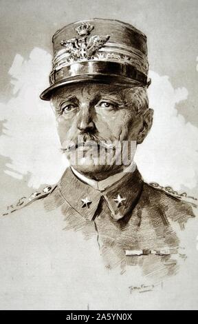 Conteggio generale Luigi Cadorna, Italiano comandante in capo. Ha servito come direttore generale del Personale dal 1914 fino alla fine del 1917. Il suo compito principale era stato quello di modernizzare l'esercito italiano, ma l'Italiano entrata in guerra mondiale uno ha seguito il suo appuntamento troppo rapidamente. Come testa di lo sforzo di guerra, ha intrapreso una devastante serie di attacchi lungo lo stesso tratto di fronte, guadagnando poco a costo molto. Mostra né di immaginazione nella sua pianificazione, né apprezzamento per i sacrifici del soldato italiano, Cadorna eventualmente perso la fiducia dell'esercito e dei politici. 1915. Foto Stock