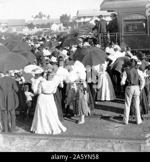 Il presidente William McKinley 1901. McKinley's prima fermata sulla frontiera messicana. Foto Stock