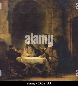 Harmenszoon Rembrandt van Rijn del dipinto intitolato " La Cena in Emmaus". Rembrandt (1606-1669) pittore olandese ed incisore olandese della Golden Age e barocco. Datata 1648 Foto Stock