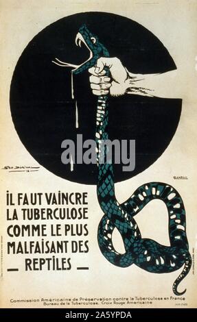 Il francese la Prima Guerra Mondiale la propaganda poster intitolato "Dobbiamo conquistare" raffigurante una spremitura a mano la gola di un serpente con la snake venom che gocciola fuori. Creato da Géo Dorival (1879-1968) francese poster artist. Datata 1918 Foto Stock