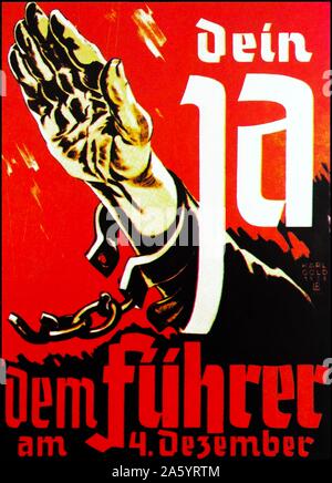 1938 cartellone elettorale 14 Dicembre: Parlamentare di elezione per recentemente acquisito il territorio dei Sudeti. Come in precedenti occasioni, i Nazisti ha vinto tutti i posti a sedere in questa ultima elezione sotto il loro dominio. Foto Stock