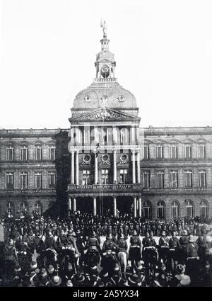 Issata la bandiera britannica come l' esercito britannico parade di Pretoria (Sud Africa durante la guerra boera 1901 Foto Stock