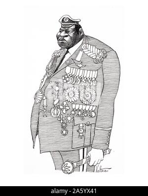 Cartoon raffiguranti Maresciallo di Campo, Idi Amin Dada (c. 1925 - 16 agosto 2003) Presidente dell Uganda, dal 1971 al 1979. Foto Stock