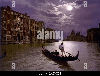 Grand Canal al chiaro di luna, Venezia, Italia 1900 Foto Stock