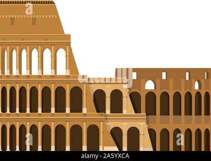 Colosseo, Roma, Italia. Isolato su sfondo bianco illustrazione vettoriale. Illustrazione Vettoriale