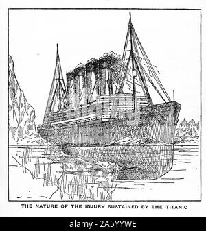 Illustrazione da "l'affondamento del Titanic' da Logan Marshall. Datata 1912 Foto Stock