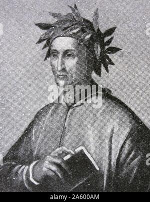 Ritratto di duranti degli Alighieri (1265-1321) poeta italiano del tardo medioevo. Datato xiv secolo Foto Stock