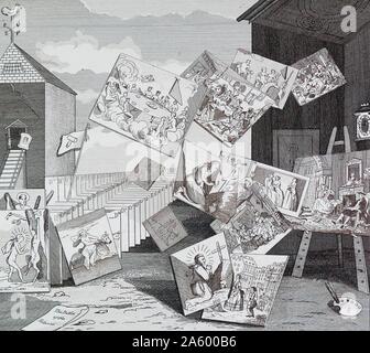 La battaglia della foto' da William Hogarth (1697 - 1764). Il pittore inglese, printmaker, pittoriche satiro. Originariamente era inciso da William Hogarth come un offerente di biglietti per l'asta di suoi dipinti 1743 Foto Stock