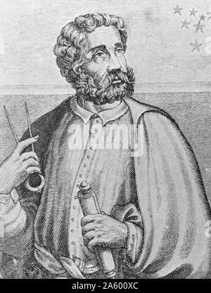 Ritratto di Ferdinando Magellano (1480-1521) un esploratore portoghese che ha organizzato la spedizione spagnola per le Indie orientali dal 1519 al 1522, risultante nella prima circumnavigazione della Terra. Datata XVI Secolo Foto Stock