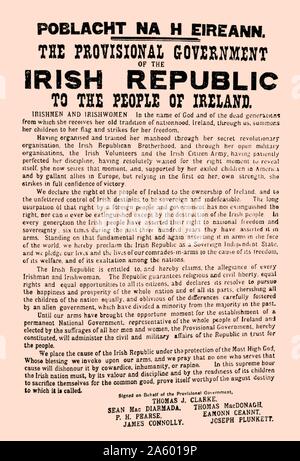 Pasqua proclamazione di indipendenza irlandese; durante la salita di Pasqua 1916; una insurrezione armata in Irlanda durante la settimana di Pasqua; 1916. La salita è stato montato dai repubblicani irlandesi alla fine la dominazione britannica in Irlanda e istituire un organismo indipendente Repubblica Irlandese Foto Stock