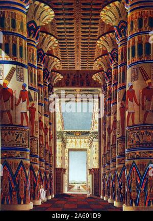 Il grande Hypostyle Hall di Karnak, situato nel complesso del tempio di Karnak, nel distretto di Amon-Re, è uno dei monumenti più visitati dell'antico Egitto. Essa fu costruita intorno al XIX dinastia egizia (c. 1290-1224 BC).[1] La progettazione è stata inizialmente istituita da Hatshepsut, a nord-ovest della cappella di Amon nella terrazza superiore di Deir el-Bahri. Il nome si riferisce a hypostyle modello di architettura. Foto Stock