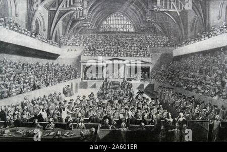 Apertura della versione di prova di Warren Hastings in Westminster Hall, 12 febbraio 1788. Foto Stock