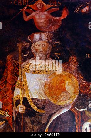 Pittura intitolato "L'Allegoria del Buon Governo di Siena' da Ambrogio Lorenzetti (1290-1348), pittore italiano di scuola senese. Datato xiv secolo Foto Stock