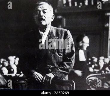 Quisling durante il suo processo. Creatore della Norvegia del partito nazista e leader della Norvegia sotto l'occupazione tedesca. Egli è stato condannato per alto tradimento e fu eseguito il 24 ottobre 1945. Foto Stock