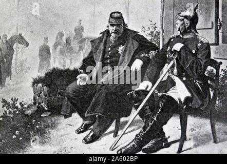 Dipinto raffigurante l'imperatore Napoleone III (1808-1873) e Conte Otto von Bismarck (1815-1898). Datata del XIX secolo Foto Stock