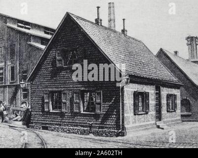 Cottage di Essen in cui Alfred Krupp (1812-1887) è nato. Foto Stock