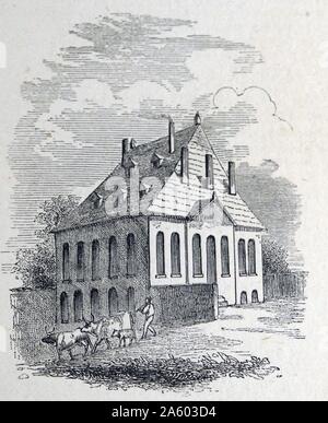 Xilografia raffigurante la casa di Edward gibbone (1737-1794) uno storico inglese e membro del Parlamento. Datata xviii secolo Foto Stock