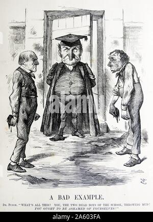 La satira politica che ritrae William Ewart Gladstone (1809-1898) e Benjamin Disraeli (1804-1881) sia l'ex primo ministro della Gran Bretagna. Da Sir John Tenniel (1820-1914) un illustratore inglese, UMORISTA GRAFICO E fumettista politico. Datata del XIX secolo Foto Stock