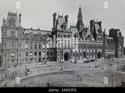 Esterno dell'Hôtel de Ville di Parigi, Francia. Datata del XIX secolo Foto Stock