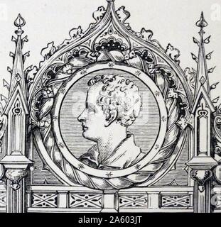 Incisi ritratto di George Gordon Byron (1788-1824) un poeta inglese e una figura di primo piano del movimento romantico. Datata del XIX secolo Foto Stock