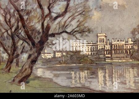 Schizzo colorata del Foreign and Commonwealth Office di St James Park, Londra. In data xx secolo Foto Stock