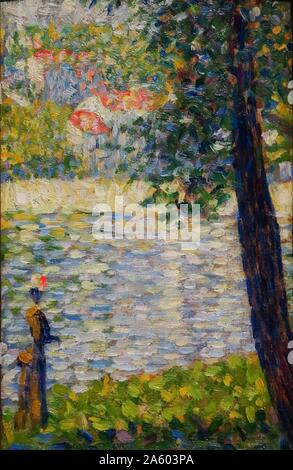 Pittura intitolato " La passeggiata mattutina' di Georges-Pierre Seurat (1859-1891) un francese post-impressionismo pittore e disegnatore. Datata del XIX secolo Foto Stock