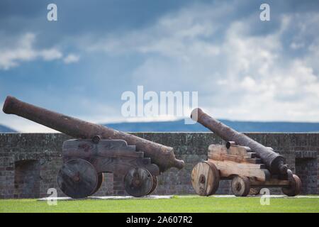 Francia, Pays de caux, Dieppe, terrazze del castello, cannoni Foto Stock