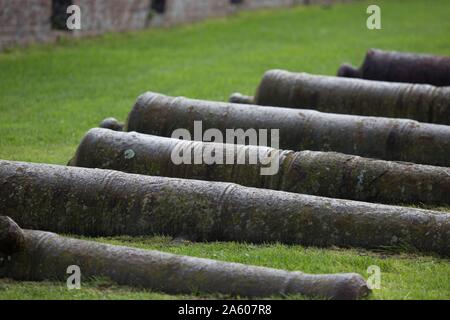 Francia, Pays de caux, Dieppe, terrazze del castello, cannoni Foto Stock